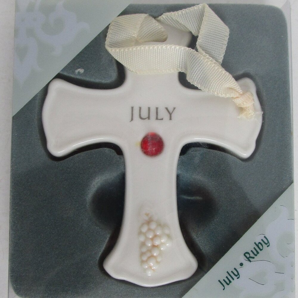 ceramic birthstone cross ornament